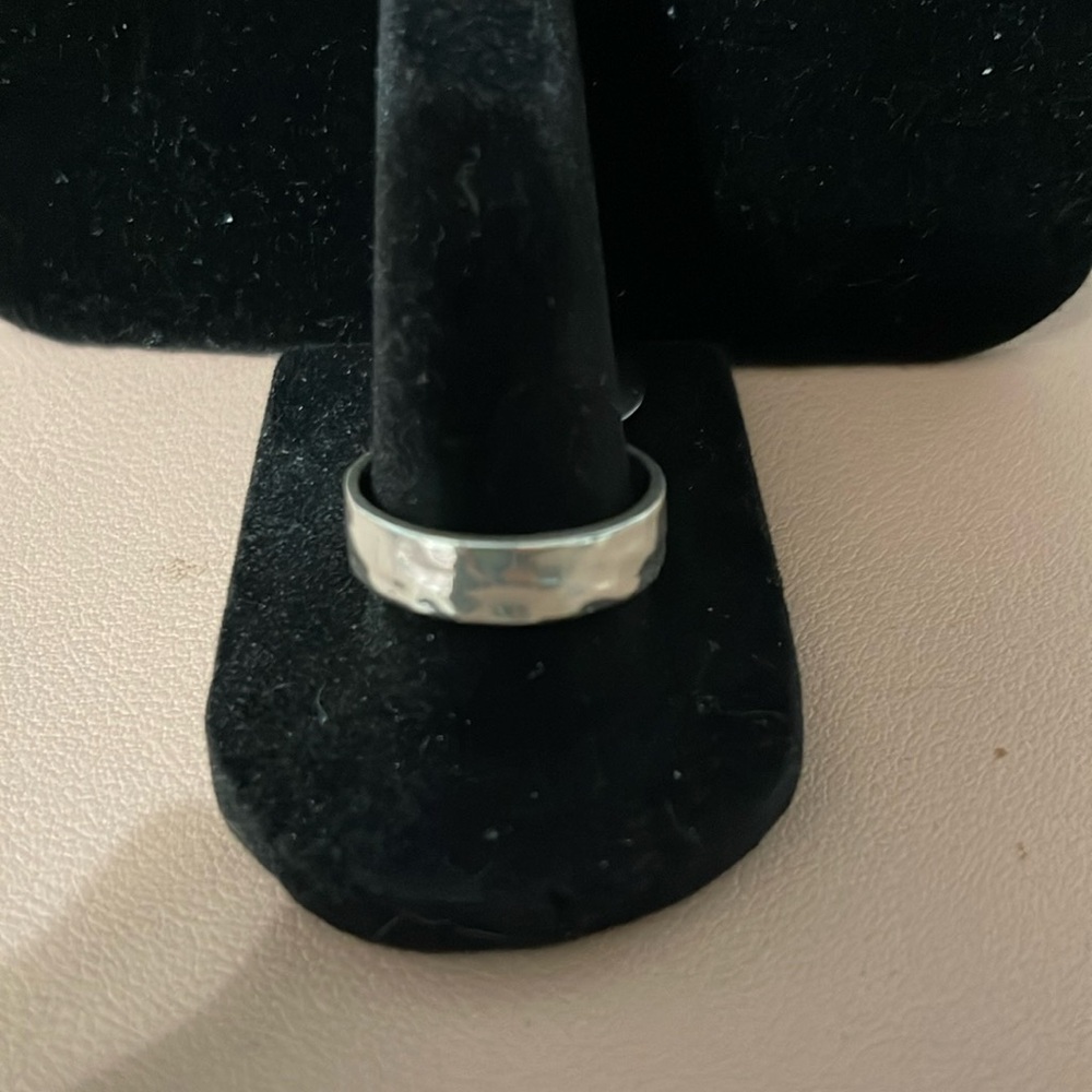 Hammered Silver Wedding Band